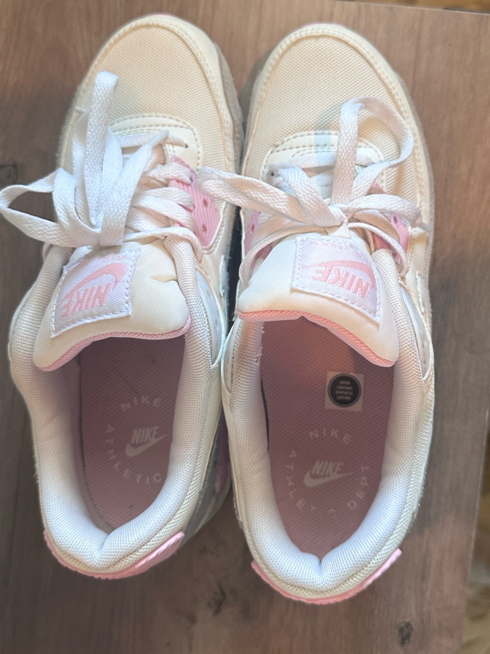 Nike Air Max 90 White Gray Pink Sneakers Women’s Size 7 - Picture 3 of 5